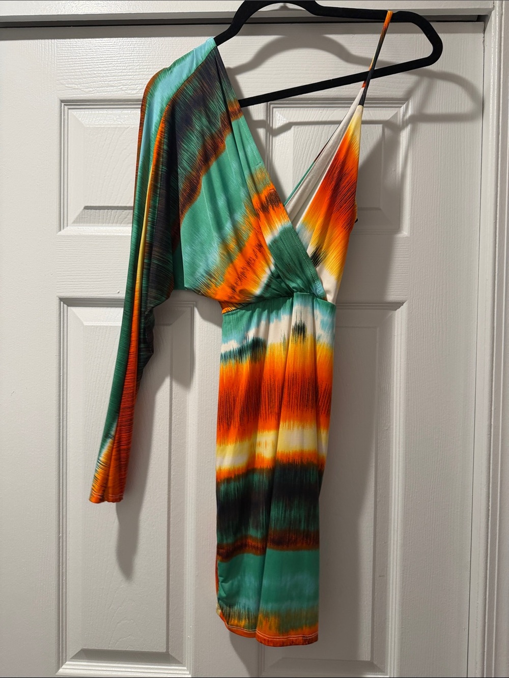 Vibrant Multicolor Tie-Dye One Shoulder Dress - Picture 4 of 4